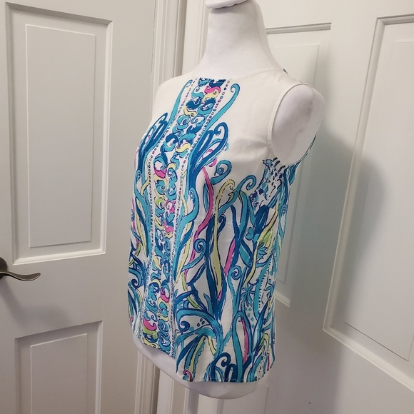 Lilly Pulitzer Iona Silk Tank Blouse Size XS, Preppy, Lightweight, Colorful - Picture 3 of 10